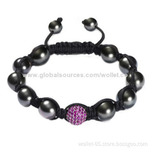 Therapy Product Hematite Pearl Beaded Bracelet, Fashionable Accessory for Girls, CZ Stone